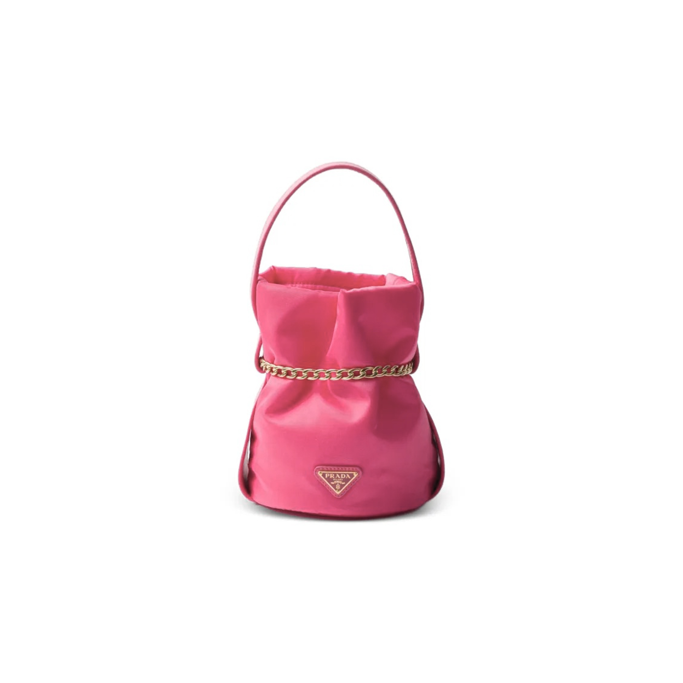 PRADA PETIT SAC NOIR RE-NYLON NAPPA LEATHER MINI BUCKET BAG 1BE088 (20*15*14cm)
